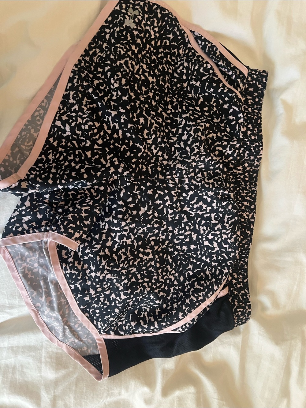 Under Armour Black Athletic Shorts with Light Pink Print